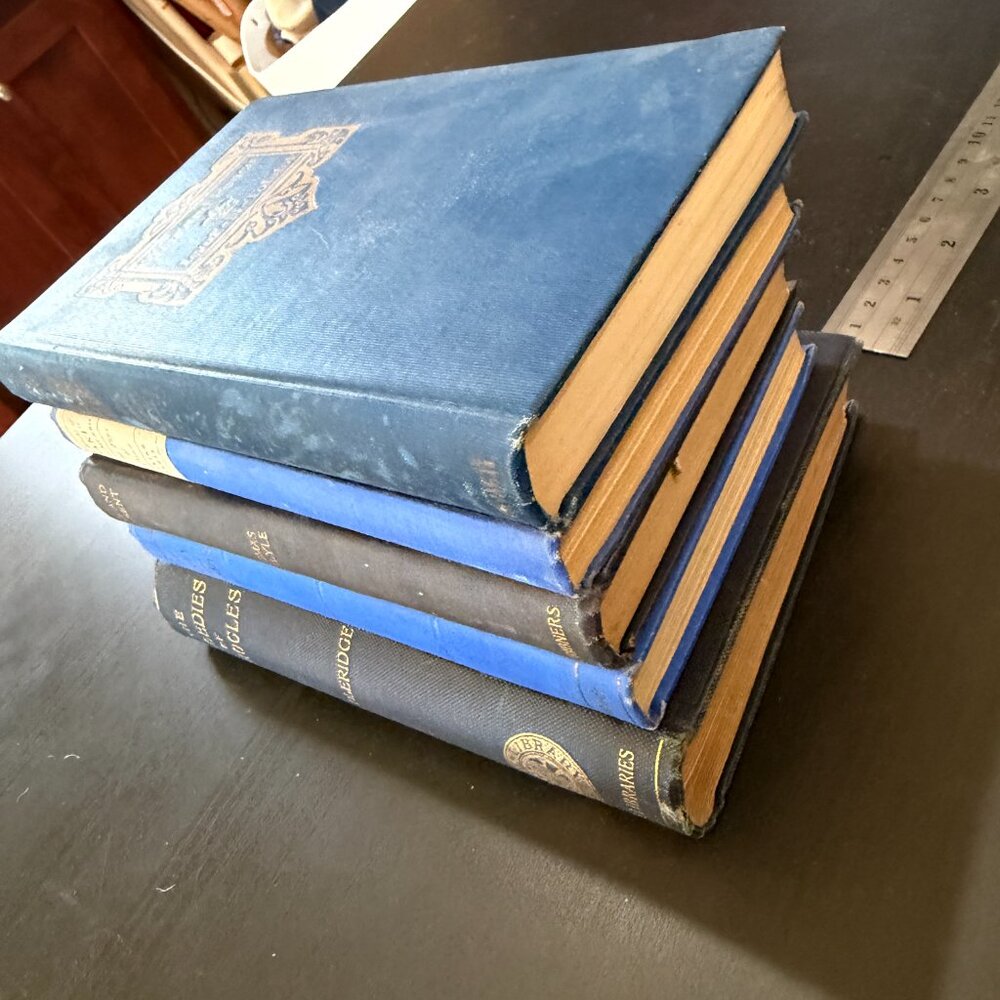 Vintage Book Lot of 5 BLUE Old Antiquarian Rare Decoration Small Books - Picture 7 of 11